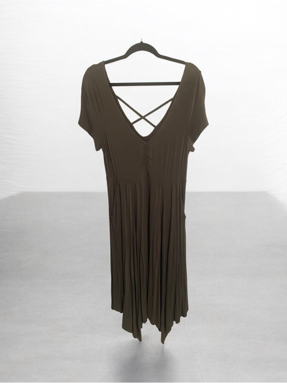 torrid Olive Green Asymmetrical Crossback Jersey Dress